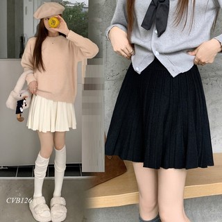Chân váy len bầu xếp ly ngắn cvb126