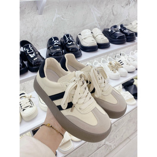 Giày sneaker nữ, Giày thể thao vintage 988 cổ thấp 2 vạch độn đế nâu phong cách Hàn Quốc - Thuy Store