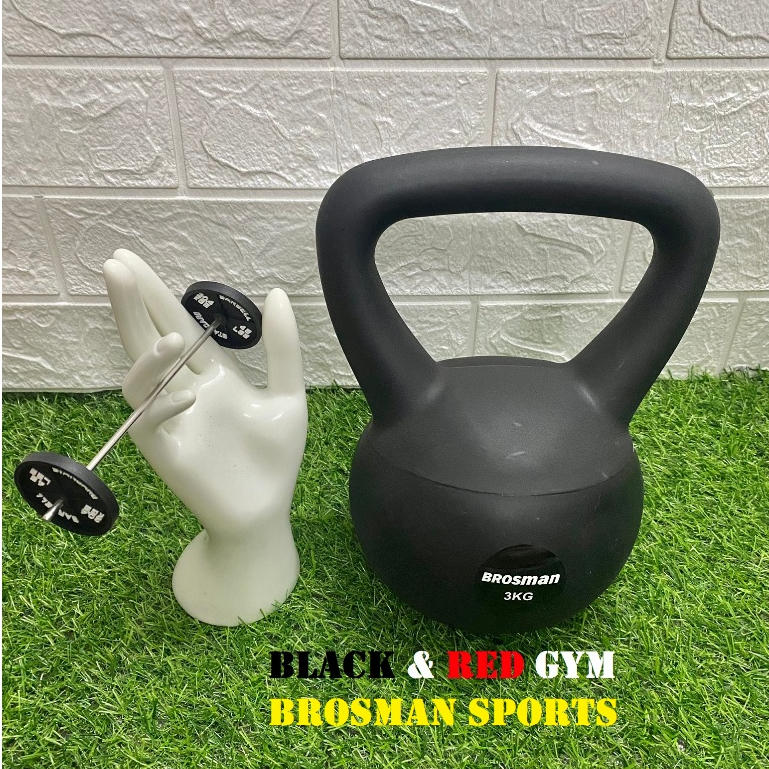 TẠ ẤM 3KG CAO SU MỀM BROSMAN CAO CẤP / TẠ BÌNH VÔI CAO SU MỀM 3KG BROSMAN NHẬP KHẨU MÀU ĐEN