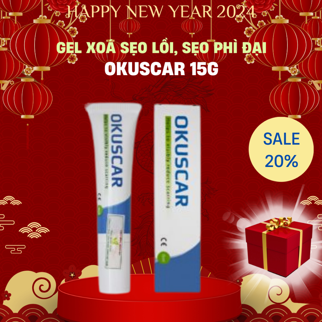 Kem xóa Sẹo thâm/ Sẹo rỗ/ Sẹo lõm/ sẹo phì đại/ sẹo lồi Okuscar 15ml Hy Lạp