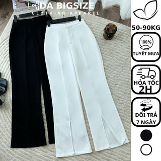 DA BIGSIZE - Quần Nữ Bigsize Kiểu Đi Chơi Sang Chảnh Thiết Kế Xẻ Trước Chất Tuyết Mưa Mềm Mịn Dành Cho Người Mập 50-90kg