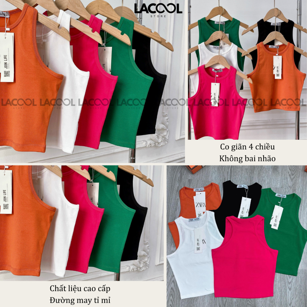 Áo Ba Lỗ Croptop Nữ Thun Tăm LACOOL Siêu Mềm Mát Thoáng Khí, Dáng Crop Khoe Body Có 5 Màu Basic Cho Nàng Lựa Chọn LA16 | BigBuy360 - bigbuy360.vn