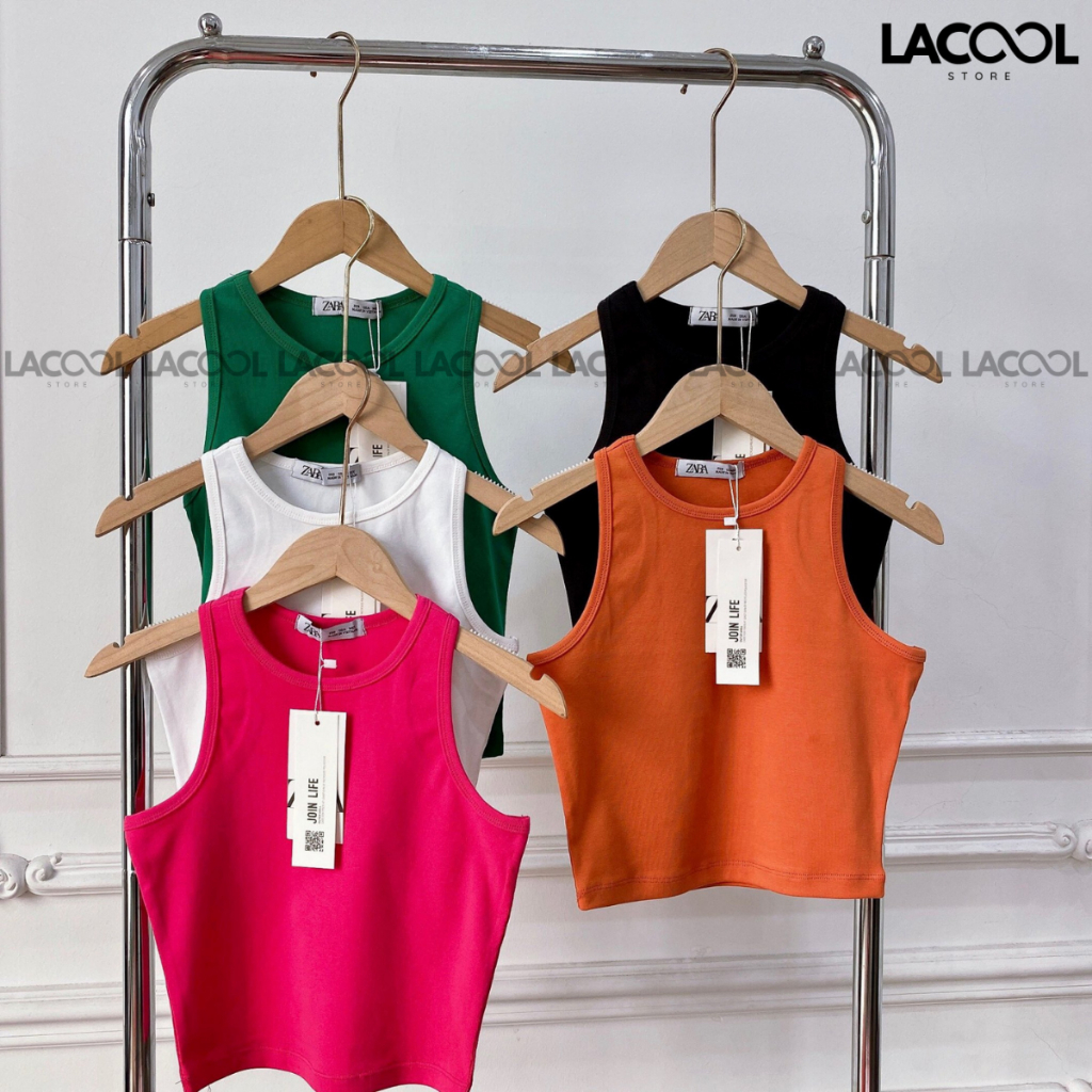 Áo Ba Lỗ Croptop Nữ Thun Tăm LACOOL Siêu Mềm Mát Thoáng Khí, Dáng Crop Khoe Body Có 5 Màu Basic Cho Nàng Lựa Chọn LA16 | BigBuy360 - bigbuy360.vn