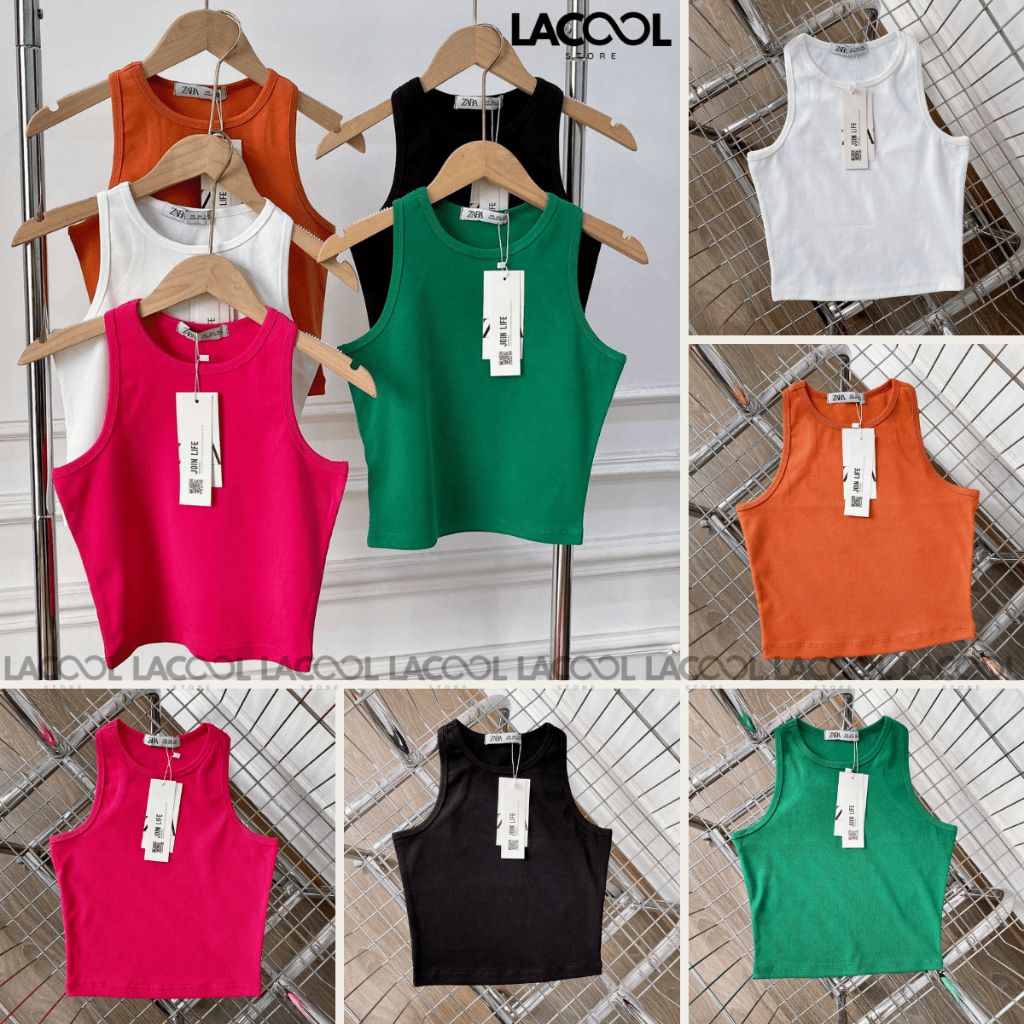 Áo Ba Lỗ Croptop Nữ Thun Tăm LACOOL Siêu Mềm Mát Thoáng Khí, Dáng Crop Khoe Body Có 5 Màu Basic Cho Nàng Lựa Chọn LA16 | BigBuy360 - bigbuy360.vn