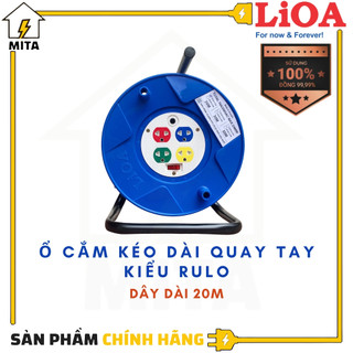 Ổ cắm kéo dài quay tay kiểu rulo lioa new 4 ổ cắm công suất 15a dây 20m - mita