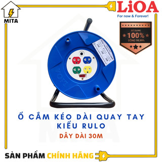 Ổ cắm kéo dài quay tay kiểu rulo lioa new 4 ổ cắm công suất 15a dây 30m - mita