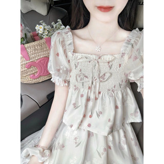 [ORDER] Set Váy Voan Tơ Nhún Dáng Bèo Hoa Phong Cách Mới cho Mùa Hè