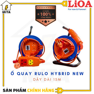 Ổ cắm kéo dài quay tay kiểu rulo hybrid lioa new dây dài 15m công suất 20a