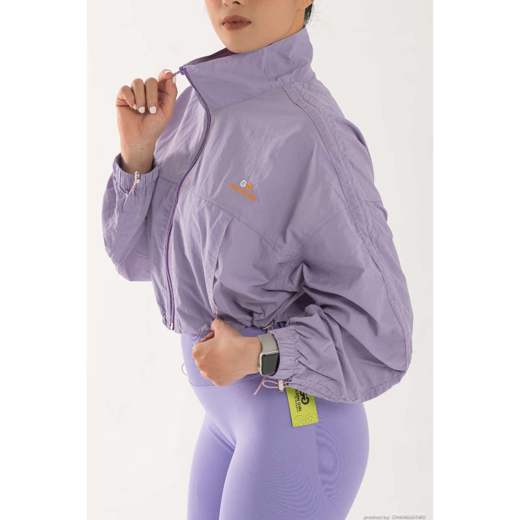 Áo khoác gió Golden Girl áo khoác gió form crop thể thao chất gió nhăn chống thấm nước thoáng khí - Changgyms | BigBuy360 - bigbuy360.vn