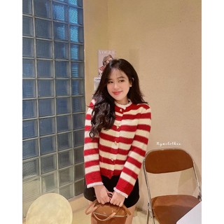 ✿ ÁO LEN SỌC ĐỎ CÚC TIM ✿