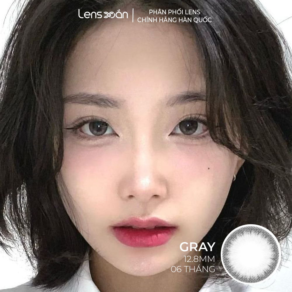 Kính áp tròng cận 6 tháng LENS XOẮN lens nâu lens xám tự nhiên có viền tự nhiên tone tây OLENS MAY BE