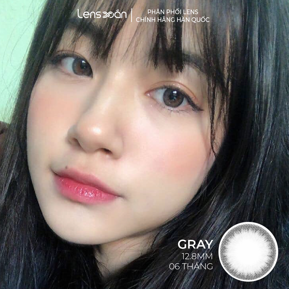 Kính áp tròng cận 6 tháng LENS XOẮN lens nâu lens xám tự nhiên có viền tự nhiên tone tây OLENS MAY BE