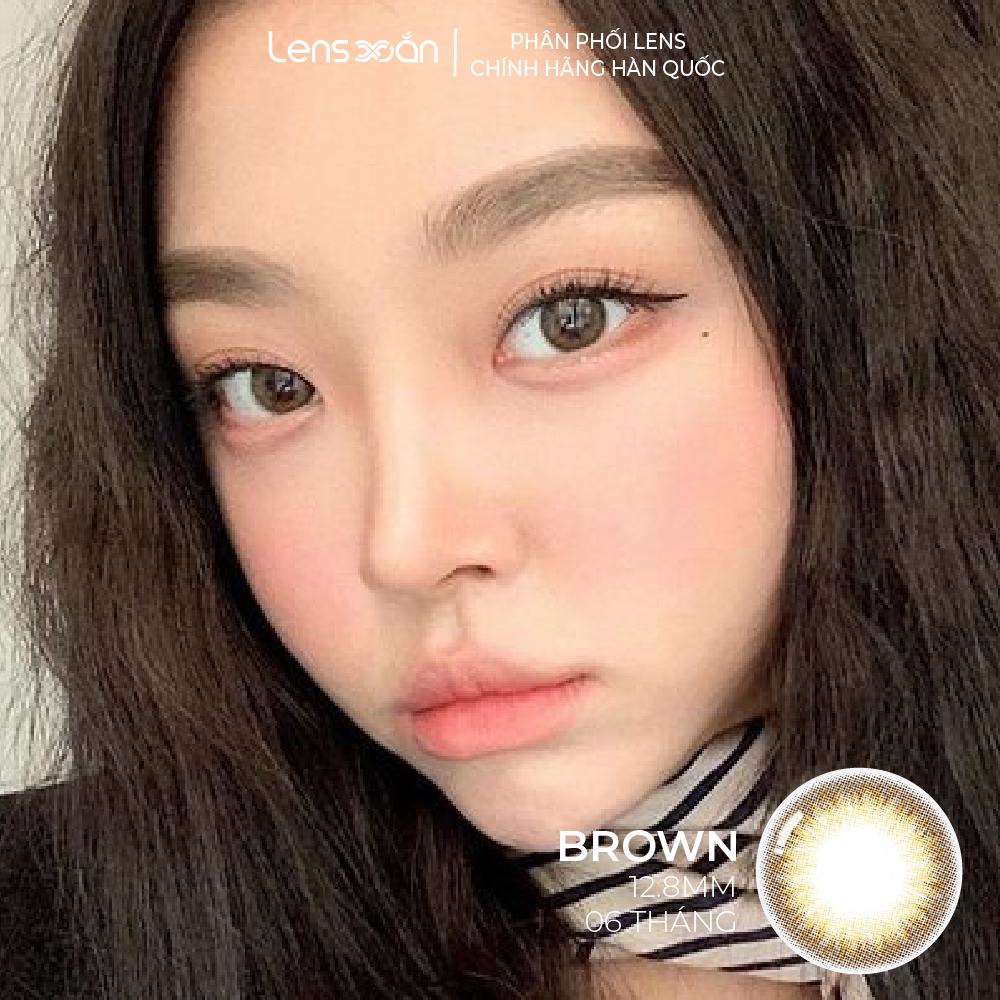 Kính áp tròng cận 6 tháng LENS XOẮN lens nâu lens xám tự nhiên có viền tự nhiên tone tây OLENS MAY BE