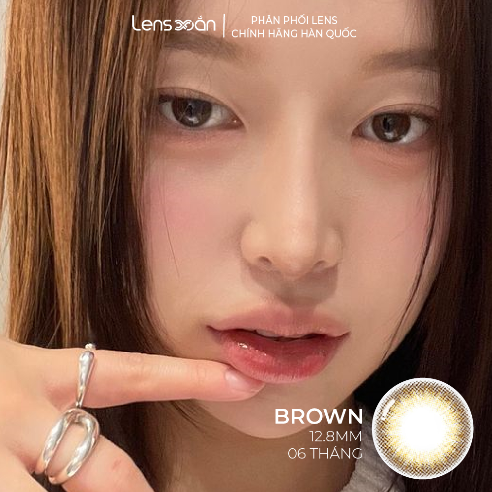 Kính áp tròng cận 6 tháng LENS XOẮN lens nâu lens xám tự nhiên có viền tự nhiên tone tây OLENS MAY BE