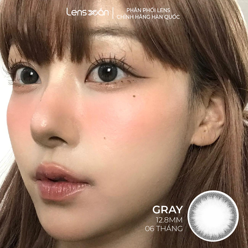 Kính áp tròng cận 6 tháng LENS XOẮN lens nâu lens xám tự nhiên có viền tự nhiên tone tây OLENS MAY BE