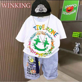 Set áo thun cotton phối quần jean lửng bé trai