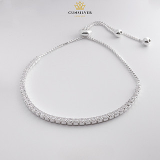 Lắc tay bạc đính đá, trang sức nữ cao cấp bạc ý 925 - 9A2 - Cunsilver Jewelry