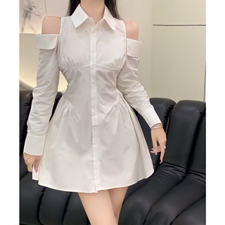 Đầm sơ mi khoét vai