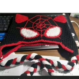 Mũ len spider meow, beanie cat spiderman crochet