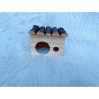 nhà ngủ mái gỗ mộc cho hamster