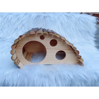 nhà ngủ mái gỗ mộc cho hamster