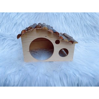 nhà ngủ mái gỗ mộc cho hamster