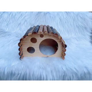 nhà ngủ mái gỗ mộc cho hamster