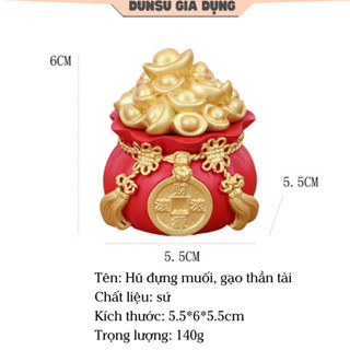 Tổng Sỉ 16.5k - Hũ muối gạo thần tài ,hũ muối gạo tài lộc ,Túi Thần Tài May Mắn Trang Trí Ban Thờ