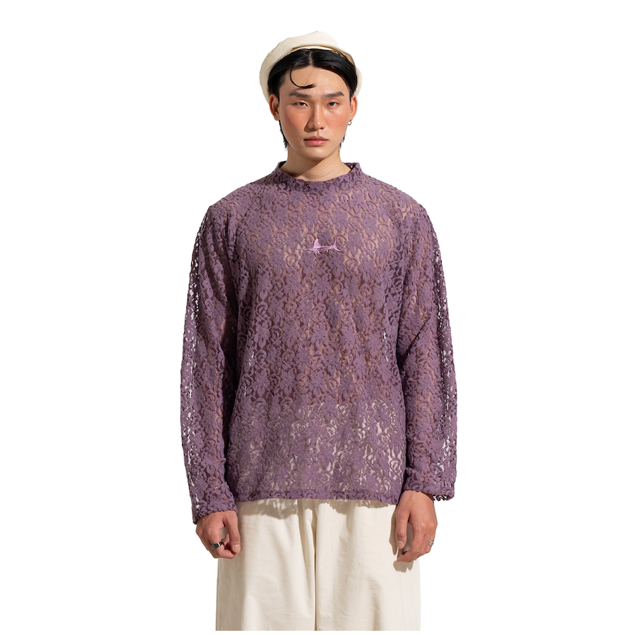 KIẾM LÀ MỐT ELWYN - áo dài tay vải cotton xuyên thấu thêu logo cá Kiếm