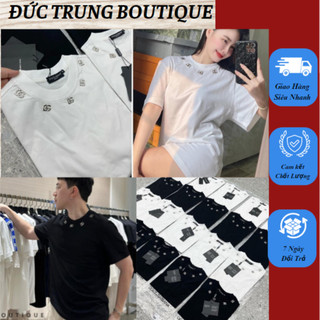 Áo Phông Áo Thun Nam Tay Nỡ Họa Tiết Dính DG Logo Cổ 2 Màu Hot