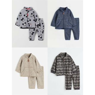 Set quần áo nỉ fleece giữ nhiệt mickey xám minnie  HM H&M _ hàng chính UK