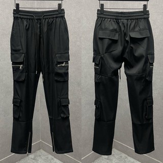 Quần túi hộp cargo pants nam kaki thêu 4 túi khoá zip hai bên đùi phối zip ống trong dáng streetwear
