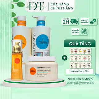 Combo Dầu Gội Xả Olexrs Kèm Kem Ủ Tóc Và Tinh Dầu Dưỡng Giúp Phục Hồi Tóc Olexrs Argan Oil Collagen Hair Salon