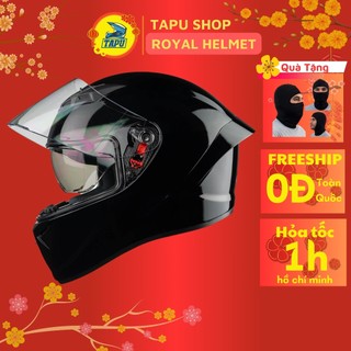 Mũ bảo hiểm fullface 2 kính royal m266 đen bóng - tapu shop