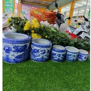 Bát nhang men lam/Lư hương rồng xanh