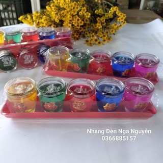 Đèn cầy ly 5 màu cúng Thần Tài Thổ Địa