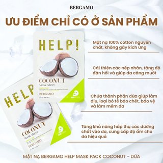 Mặt nạ Bergamo Help Mask Pack Coconut - Dừa (Miếng)
