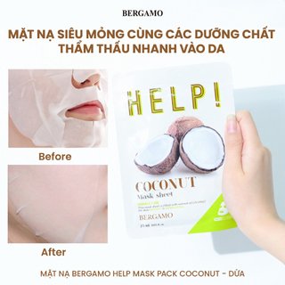 Mặt nạ Bergamo Help Mask Pack Coconut - Dừa (Miếng)