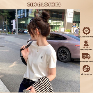 Áo thun nữ mặt lông , Áo thun nữ form vừa mặt lông logo thêu ngựa tag Wgwe chuẩn QC loại 1