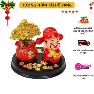 Tượng thần tài hũ vàng dễ thương thu hút tài lộc phong thủy may mắn cho gia chủ