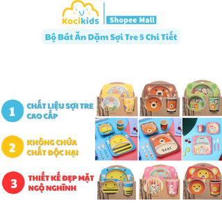 Khay ăn dặm sợi tre gồm 5 chi tiết (có hộp, luộc tiệt trùng vô tư)
