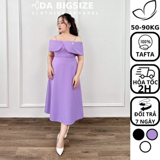 Da bigsize - Đầm Nữ Đầm Dự Tiệc , Váy Nữ Bigsize Kiểu Trễ Vai 2 Dây Với Chất Tafta Cao Cấp Dành Cho Người Mập 50-90kg