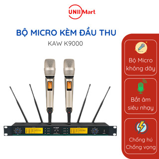 Bộ micro không dây kèm đầu thu KAW K-9000, màn hình LCD, tín hiệu mạnh, chống hú, chống vang vọng - Hàng chính hãng
