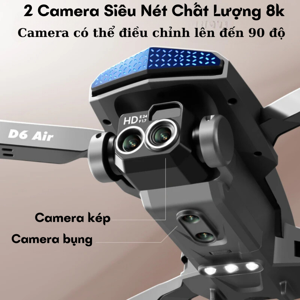 Flycam Mini Giá Rẻ Drone D6 Pro, Fly cam động cơ không chổi than, Cảm biến chống va chạm, Camera 4k | BigBuy360 - bigbuy360.vn