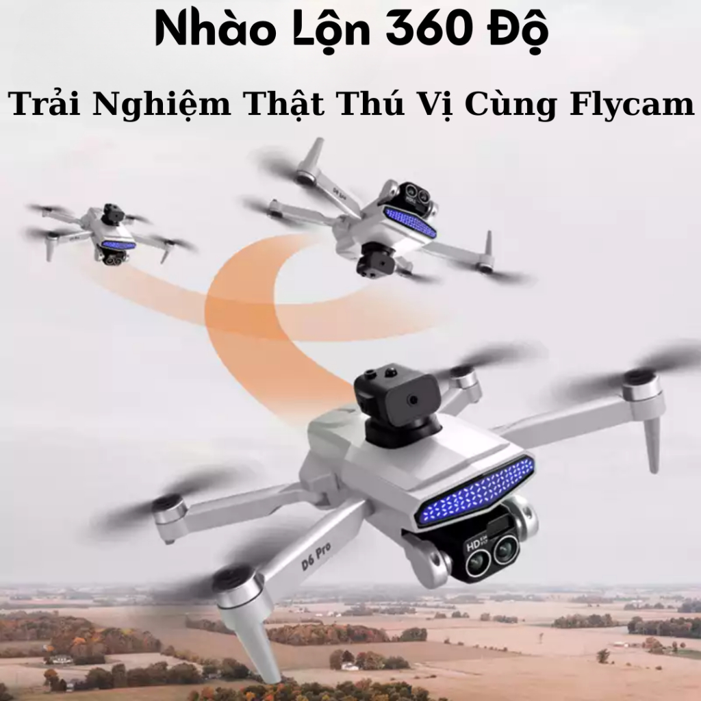 Flycam Mini Giá Rẻ Drone D6 Pro, Fly cam động cơ không chổi than, Cảm biến chống va chạm, Camera 4k | BigBuy360 - bigbuy360.vn