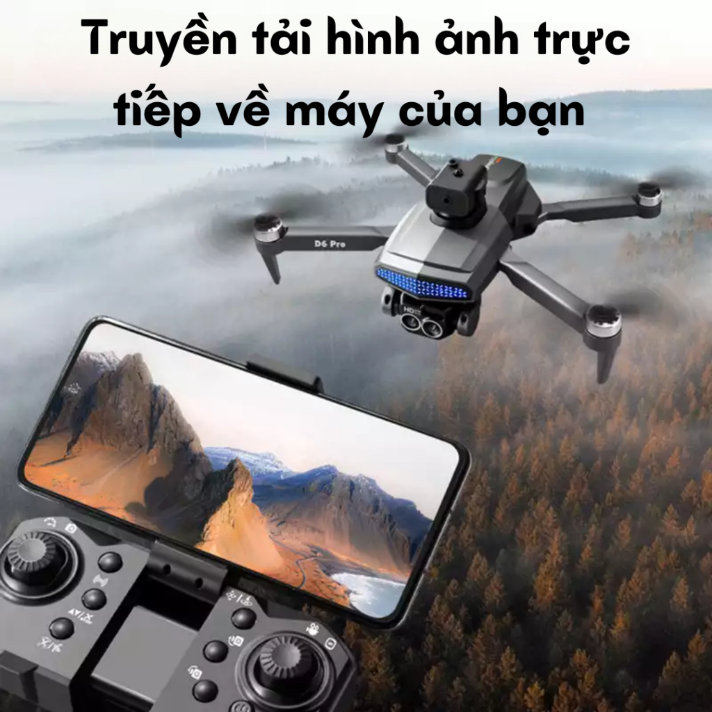 Flycam Mini Giá Rẻ Drone D6 Pro, Fly cam động cơ không chổi than, Cảm biến chống va chạm, Camera 4k | BigBuy360 - bigbuy360.vn