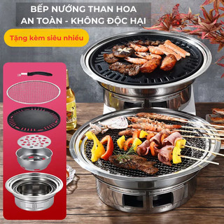 Bếp Than Nướng Âm Bàn Inox Siêu Bền, không Khói, Bếp Nấu Lẩu BBQ Than Hoa Không Khói Cao Cấp, Nhỏ Gọn BTH1
