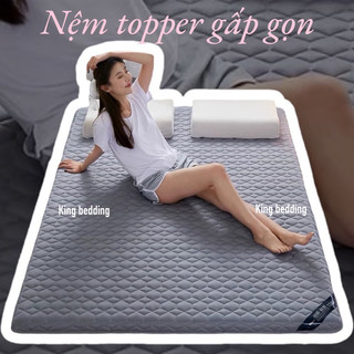 Nệm topper đa năng gấp gọn 3cm siêu êm vải xơ đậu lạnh thoáng khí đủ kích thước
