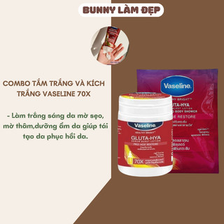Combo tắm trắng và kích trắng Vaseline 70x dưỡng ẩm làm mềm mịn da