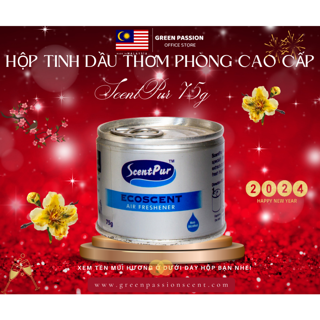 Tinh dầu thơm phòng Ecoscent cao cấp ScentPur 75g Với 10 hương thơm